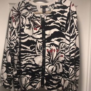 Carole Little Woman Black White & Red Cardigan